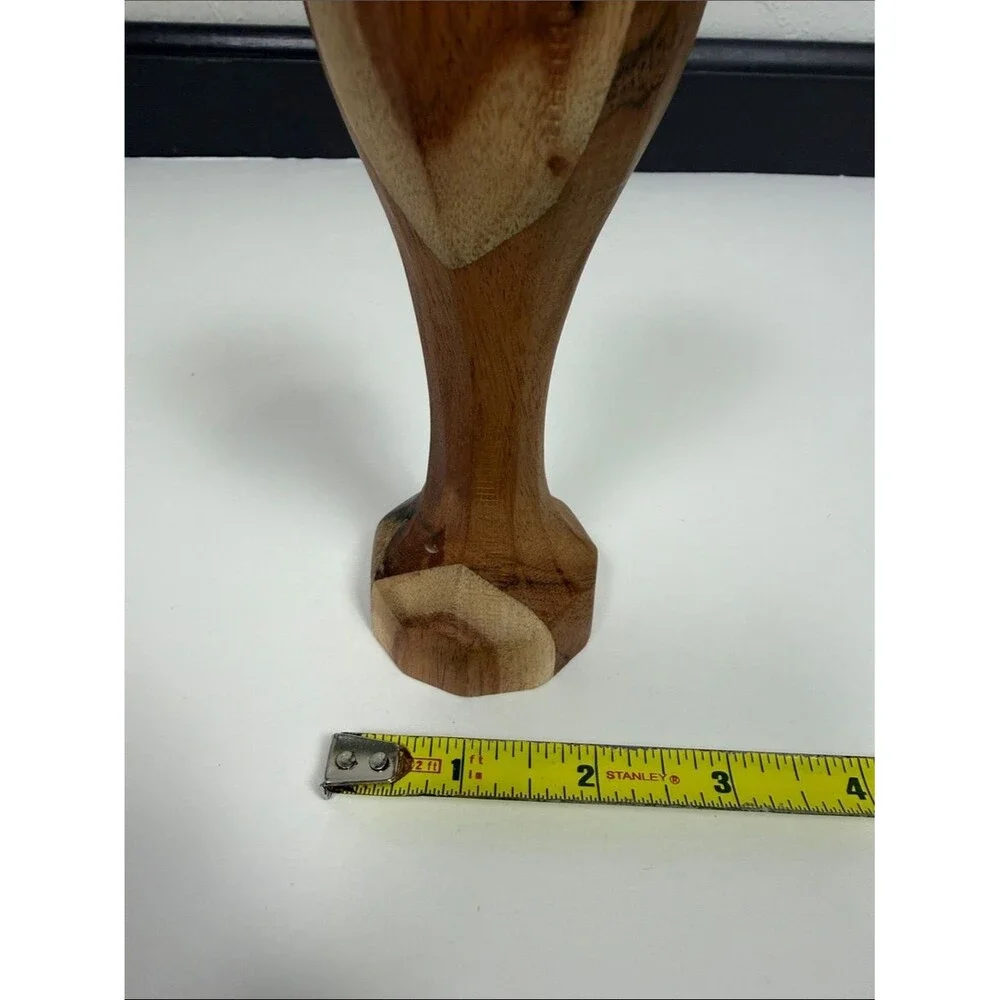 Vintage Hand Carved Wood Stick Candle Holder Rustic Boho Taper Candlestick Decor